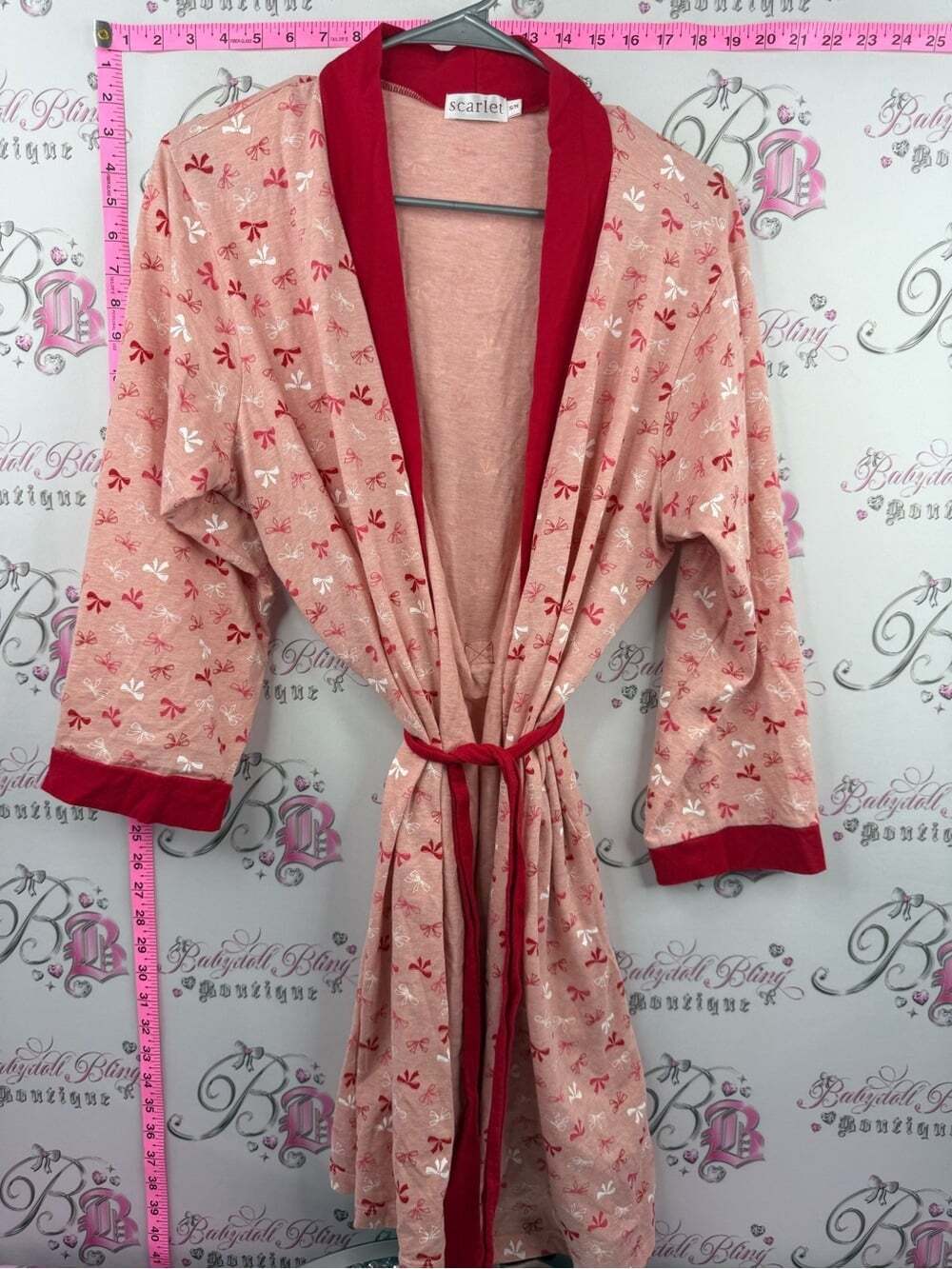 Scarlett robe ribbons 🎀 bows white Pink and Red Floral Tie-Waist Robe